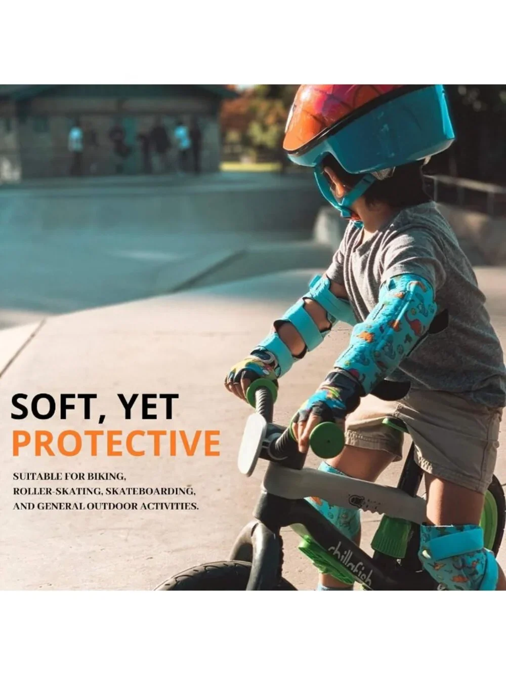 Kids Knee and Elbow Pads with Bike Gloves - Flexible Impact-Resistant Gear for